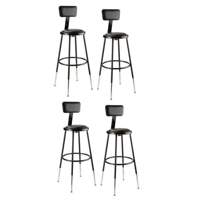 National Public Seating 6400H-10 Adjustable-Height Stools With Backrests, 25inH, Black, Set Of 4 Stools MPN:6424HB-10/4