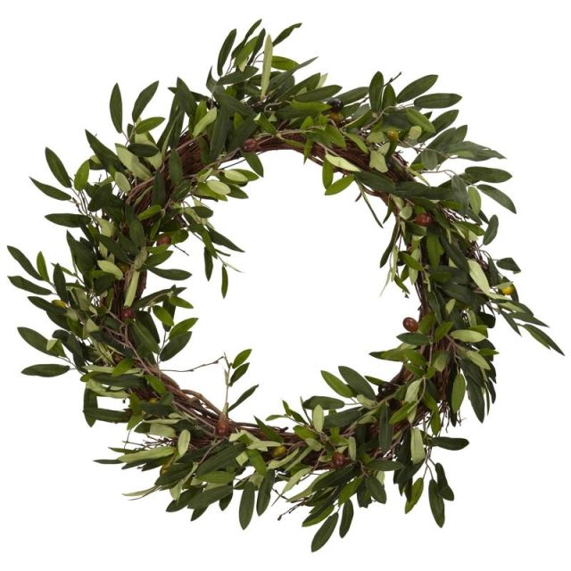 Nearly Natural Polyester Olive Wreath, 20in, Green MPN:4773
