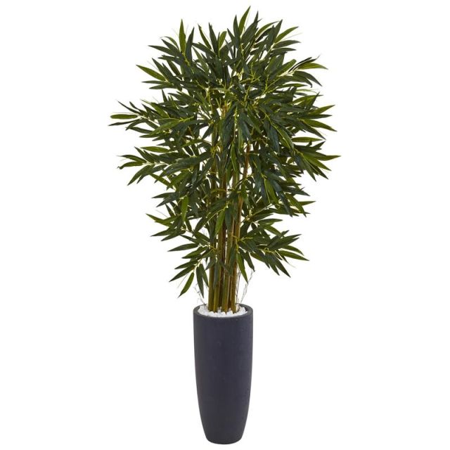 Nearly Natural 6-1/2ftH Bamboo Tree With Cylinder Planter, Gray/Green MPN:5813