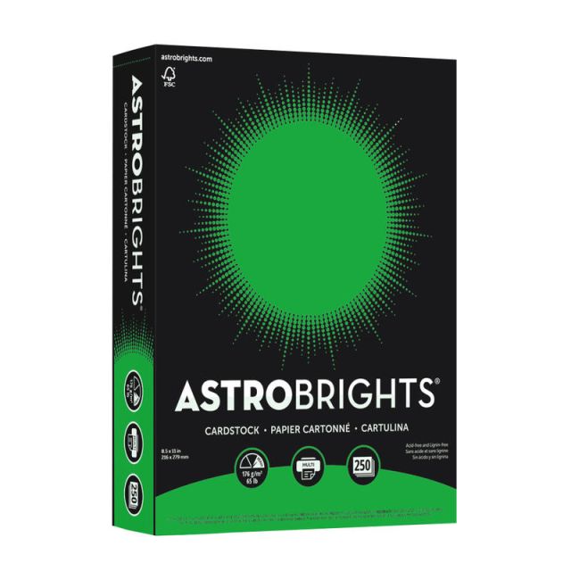 Astrobrights Color Card Stock, 8 1/2in x 11in, FSC Certified, 30% Recycled, 65 Lb, Gamma 98855