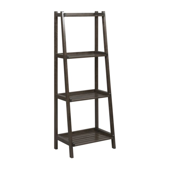 New Ridge Home Goods Dunnsville 60inH 4-Tier Leaning Ladder Bookcase, Espresso MPN:2025-ESP