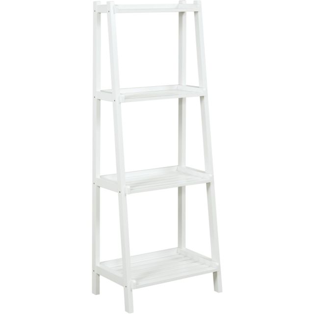 New Ridge Home Goods Dunnsville 60inH 4-Tier Leaning Ladder Bookcase, White MPN:2025-WHT