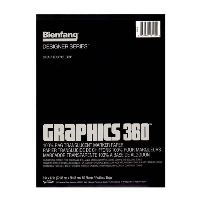 Bienfang Graphics 360 Translucent Marker Pad, 9in x 12in, White, 50 Sheets (Min Order Qty 4) MPN:316-121