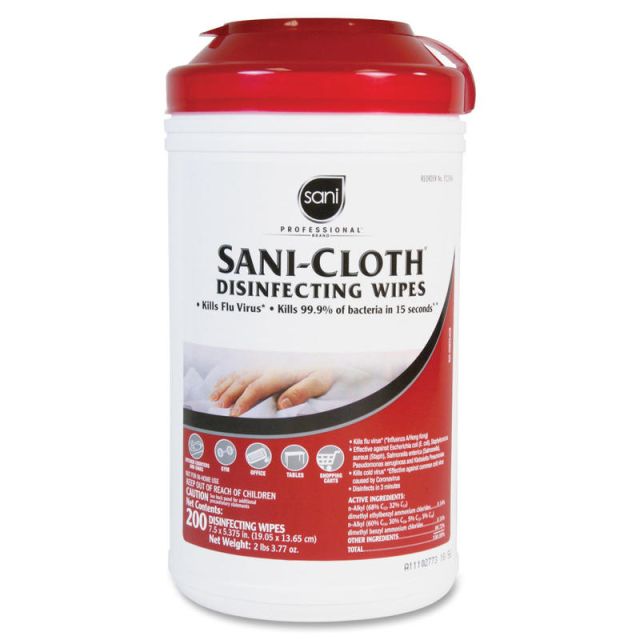 Sani Professional Disinfecting Multi-Surface Wipes, Unscented, 200 Wipes Per Canister, Case Of 6 Canisters MPN:P22884CT