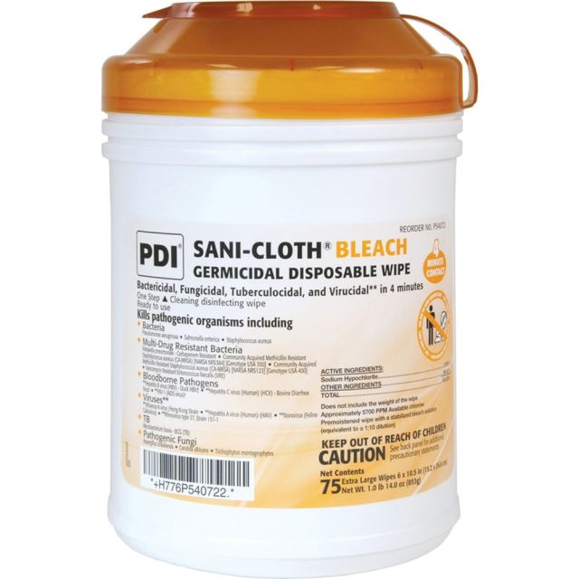Sani Professional Disposable Bleach Wipes - Wipe - 75 / Canister - 900 / Carton - White MPN:PSBW077072CT