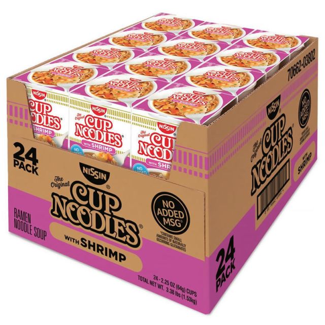 Nissin Cup Noodles With Shrimp, 2.25 Oz, Pack Of 24 Cups (Min Order Qty 3) 3802 Food Items