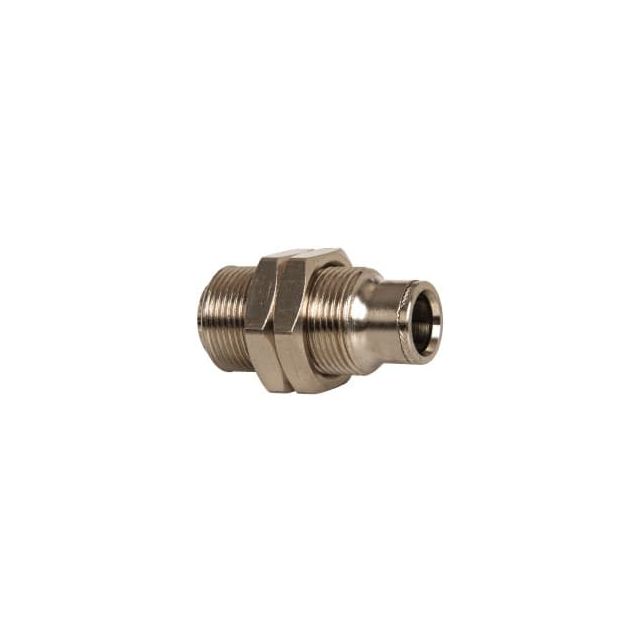 Push-To-Connect Tube to Tube Tube Fitting: Pneufit Bulkhead Union, Straight, M10 x 1 Thread, 1/8