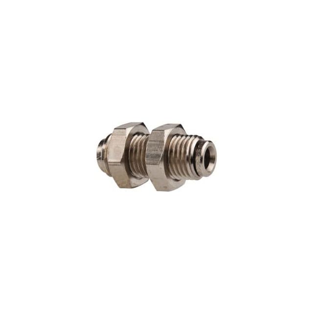 Push-To-Connect Tube to Tube Tube Fitting: Pneufit Bulkhead Union, Straight, M14 x 1.5 Thread, 1/4