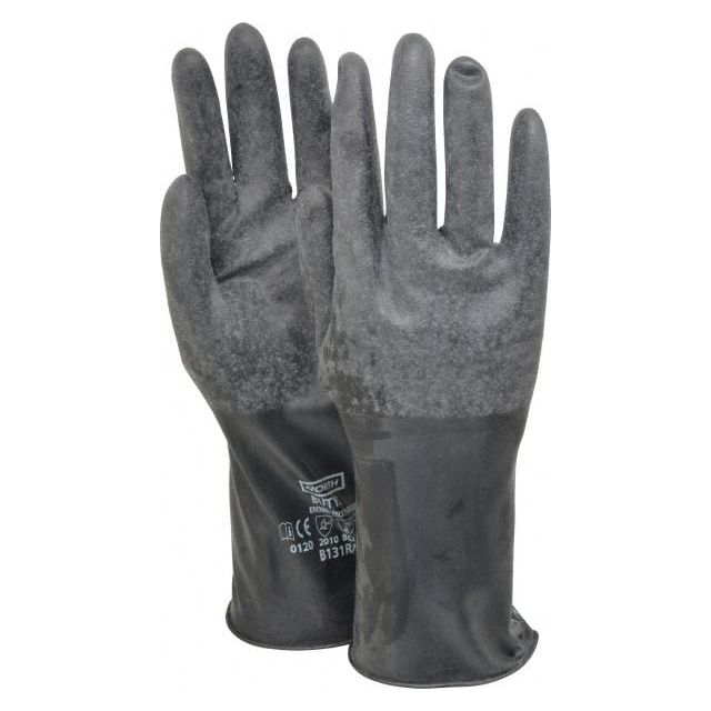 Chemical Resistant Gloves: Medium, 17 mil Thick, Butyl, Unsupported B174R/8 Work Safety Protective Gear
