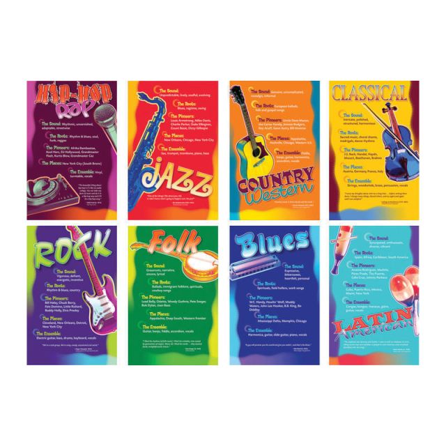 North Star Teacher Resources Music Genres Bulletin Board Set, 11in x 17in, Multicolor (Min Order Qty 3) MPN:NST3059