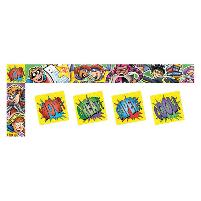 North Star Teacher Resource All-Around-The-Board Trimmer Set, 3in x 39in, Superheroes (Min Order Qty 9) MPN:NST4214