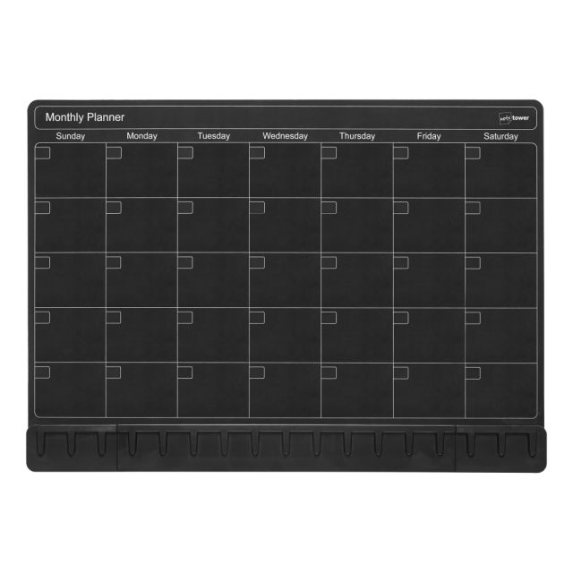 Note Tower Magnetic Dry-Erase Whiteboard Refrigerator Calendar Board, 12in x 17in, Black (Min Order Qty 3) MPN:NTRM-04