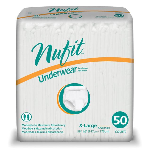 Nu-Fit Protective Underwear, X-Large, 58in-68in, Box Of 50 (Min Order Qty 2) MPN:FQNU514