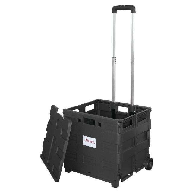 Office Depot Brand Mobile Folding Cart With Lid, 16inH x 18inW x 15inD, Black (Min Order Qty 50801