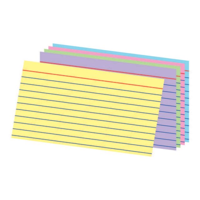 Office Depot Brand Ruled Rainbow Index Cards, 3in x 5in, Assorted Colors, Pack Of 100 (Min Order Qty 65) MPN:OD40280