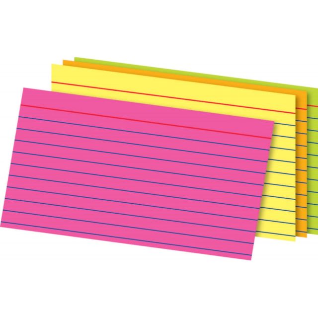 Office Depot Brand Glow Index Cards, 3in x 5in, Assorted Colors, Pack Of 300 (Min Order Qty 15) MPN:OD81300