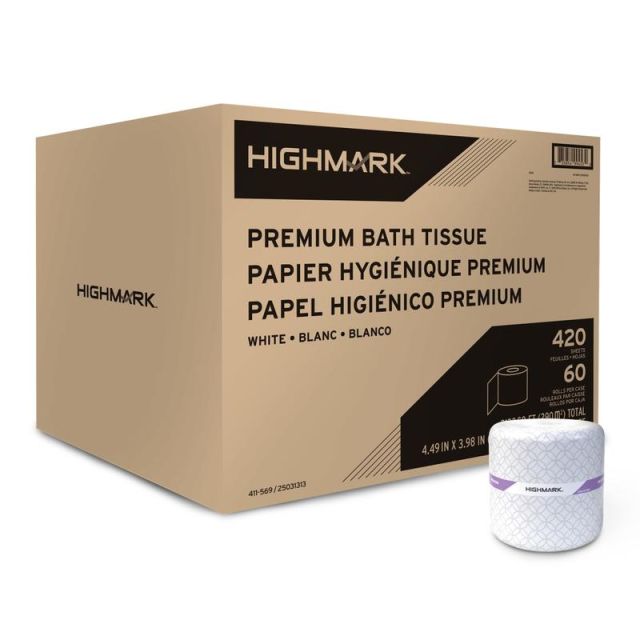 Highmark Premium 2-Ply Toilet Paper, 500 Sheets Per Roll, Pack Of 60 Rolls MPN:5131721