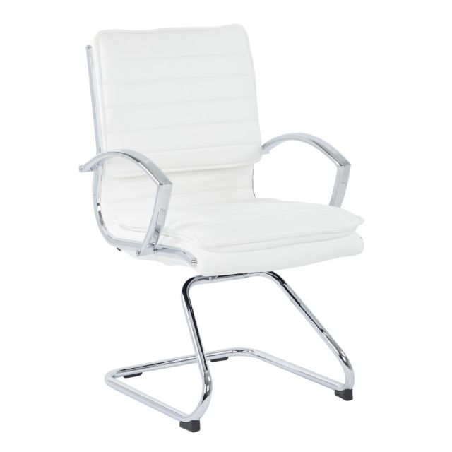 Office Star SPX23595C Faux Leather Mid-Back Guest Chair, White MPN:SPX23595C-U11