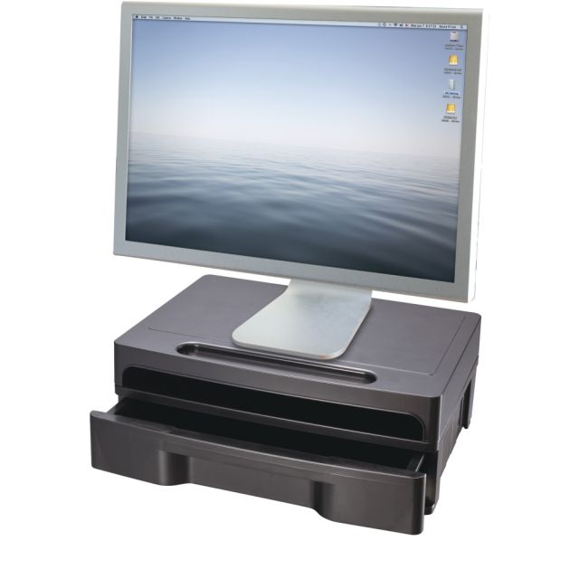 OIC Monitor Stand With Drawer, Black (Min Order Qty 2) MPN:22502
