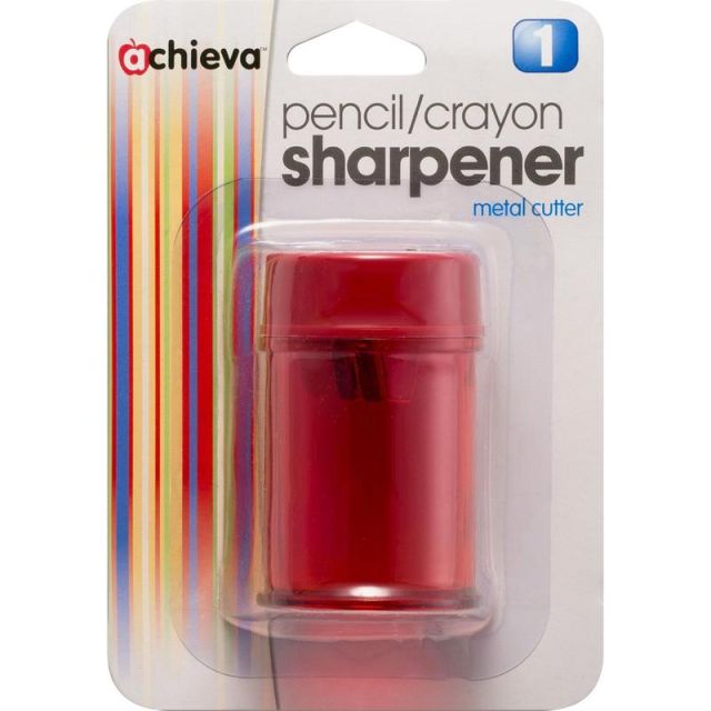 Officemate Double Barrel Pencil/Crayon Sharpener - 2 Hole(s) - 2.1in Height x 1.4in Width x 1.4in Depth - Translucent Red - 1 Each (Min Order Qty 25) MPN:30240