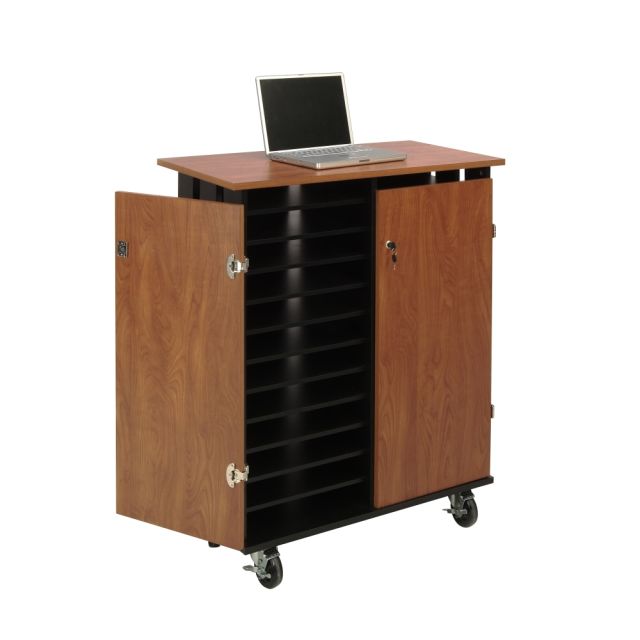 Oklahoma Sound? Laptop Charging/Storage Cart, Cherry/Black MPN:LCSC