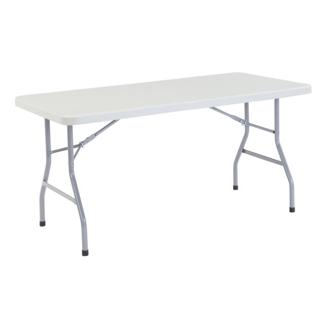 National Public Seating Blow-Molded Folding Table, Rectangular, 60inW x 30inD, Light Gray/Gray MPN:BT-3060
