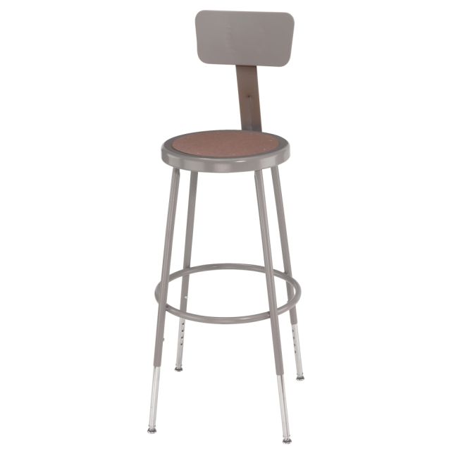 National Public Seating Adjustable Hardboard Stool With Back, 25in-33inH, Gray MPN:6224HB/1