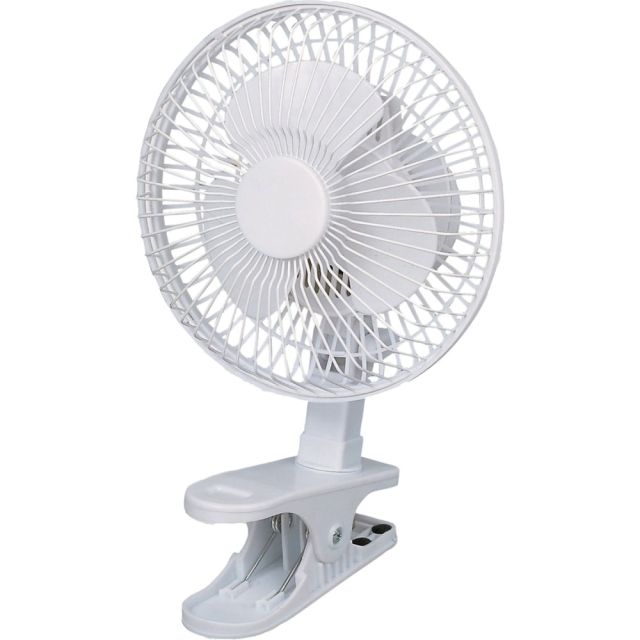 Optimus 6in Personal Clip-on Fan - 152.4 mm Diameter - 2 Speed - Safety Grill, Quiet, Adjustable Tilt Head, Adjustable Angle, Clip-on - Rubber - White (Min Order Qty 3) MPN:F-0600