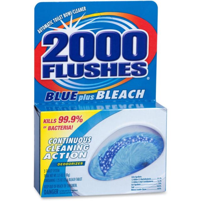 WD-40 2000 Flushes Blue/Bleach Bowl Cleaner Tablets - Concentrate Tablet - 3.50 oz (0.22 lb) - 12 / Carton - Blue (Min Order Qty 2) MPN:WDF208017CT