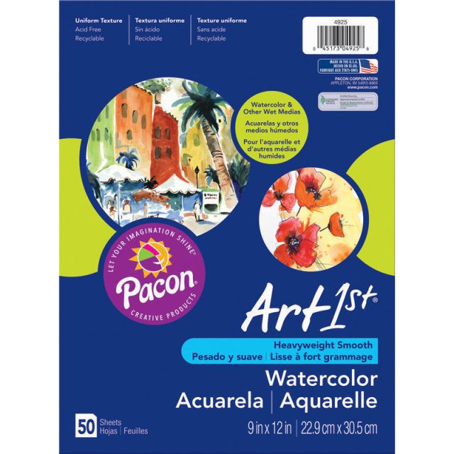 Art1st Watercolor Paper, 9in x 11in, Pack Of 50 Sheets (Min Order Qty 5) MPN:4925