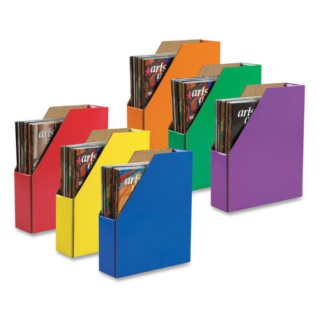 Pacon 70% Recycled Corrugated Magazine Holders, Assorted Colors (No Color Choice), Pack Of 6 (Min Order Qty 3) MPN:001327
