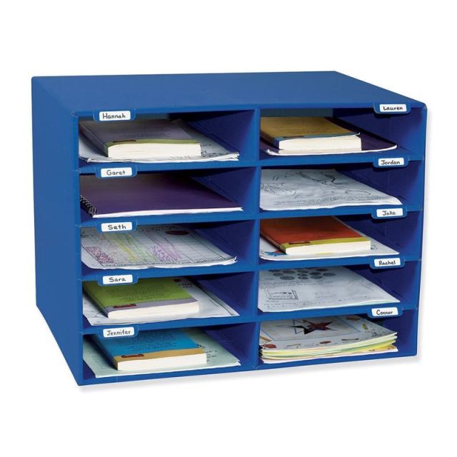 Pacon 70% Recycled Mailbox Storage Unit, 10 Slots, Blue (Min Order Qty 3) MPN:001309