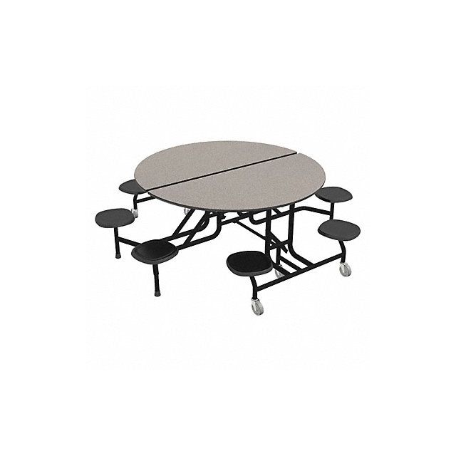 Mobile Stool Table Gray Black 8 Seats 59T122960RD-S8 Furniture