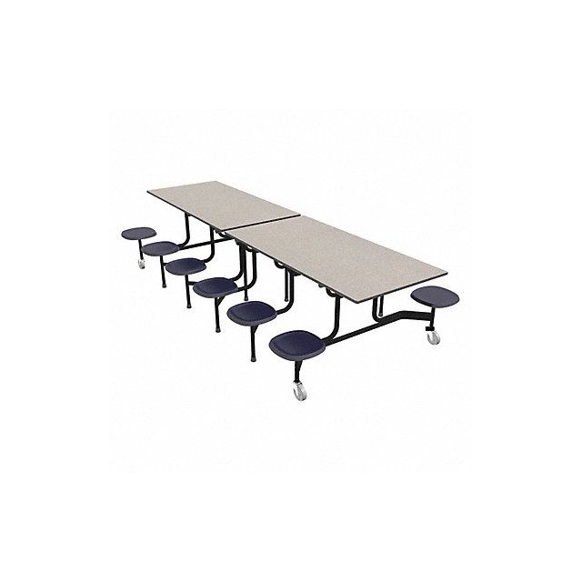 Mobile Stool Table Gray Blue 12 Seats 59TV13293012-S12 Furniture