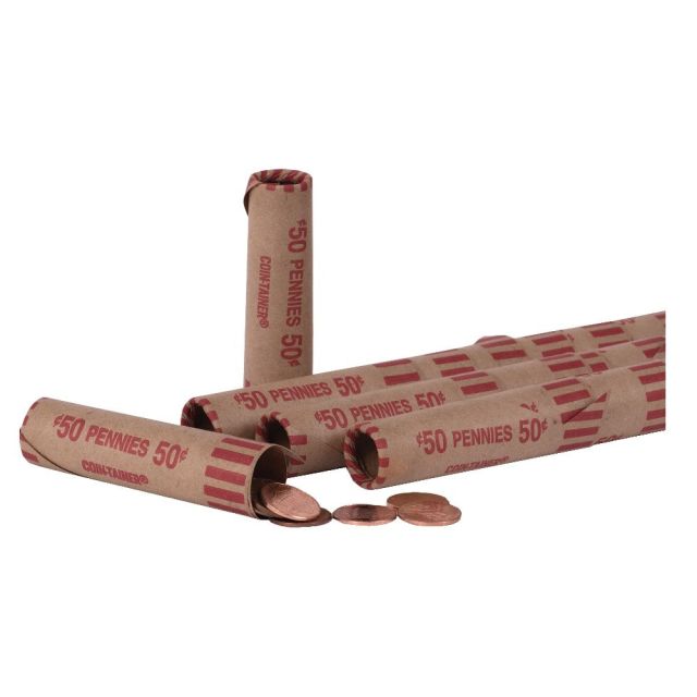 PAP-R Tubular Coin Wrap - 1cents Denomination - Durable, Burst Resistant, Crimped, Pre-formed - 57 lb Paper Weight - Paper - Red (Min Order Qty 2) MPN:23001