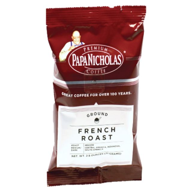 PapaNicholas Coffee French Roast Coffee Packets, 2.5 oz, Pack Of 18 (Min Order Qty 2) MPN:PCO25183