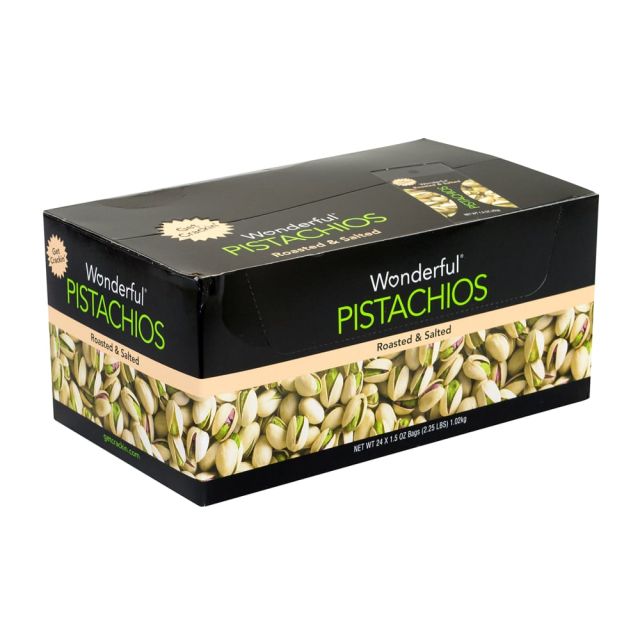 Wonderful Roasted And Salted Pistachios, 1.5 Oz, Pack Of 24 Bags (Min Order Qty 2) MPN:91186