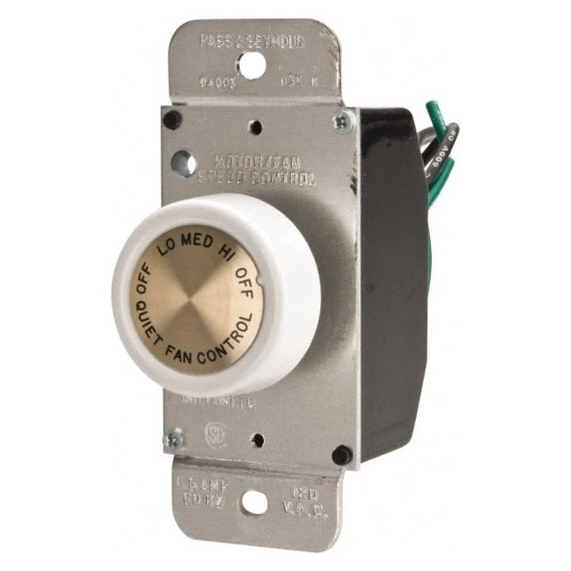 Fan Speed Control Switches, Control Type: Fan Control , Switch Operation: Rotary , Number of Speeds/Functions: 3-Speed , Color: White , Amperage: 1.50  MPN:94003W