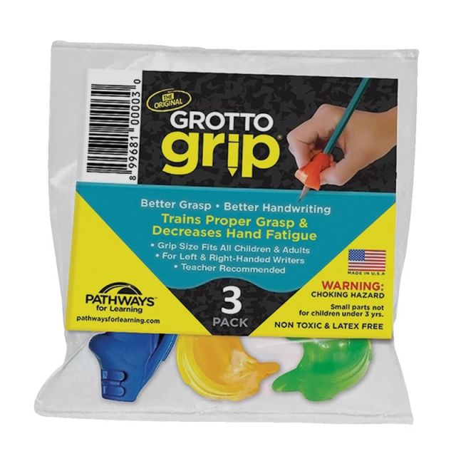 Pathways For Learning Grotto Grips, Assorted Colors, 3 Grips Per Pack, Set Of 5 Packs (Min Order Qty 2) MPN:GGH03BN