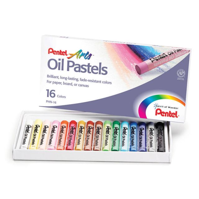 Pentel Arts Oil Pastels, Assorted Colors, Pack Of 16 (Min Order Qty 28) MPN:PHN16