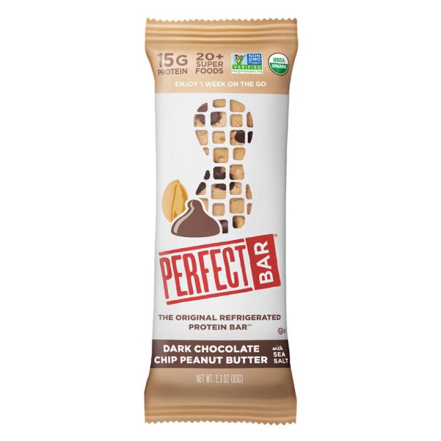 Perfect Bar Protein Bars, Dark Chocolate Peanut Butter, 2.3 Oz, Pack Of 16 Bars MPN:110622