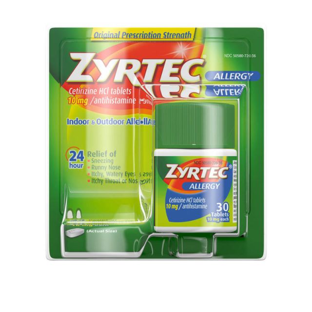 Zyrtec Allergy Relief Tablets, Box of 30 (Min Order Qty 2) MPN:20436