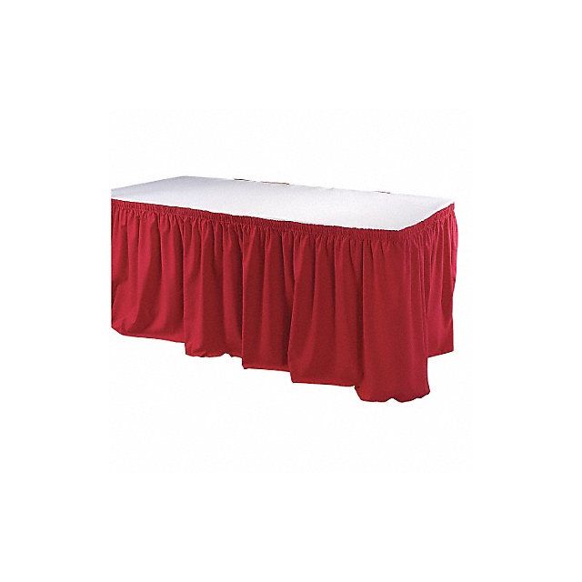 H3696 Table Skirting 17-1/2 ft Shirred Red TSKT-17-RD Linens & Bedding