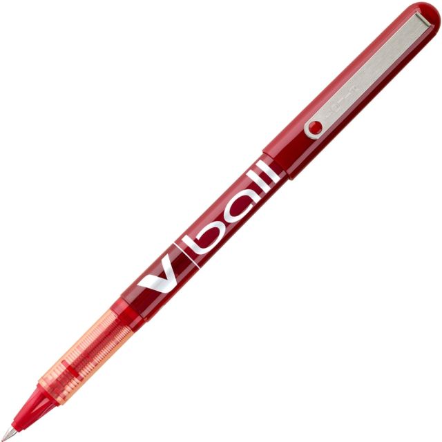 Pilot V-Ball Liquid Ink Rollerball Pens, Extra Fine Point, 0.5 mm, Red Barrel, Red Ink, Pack Of 12 Pens (Min Order Qty 3) MPN:35202