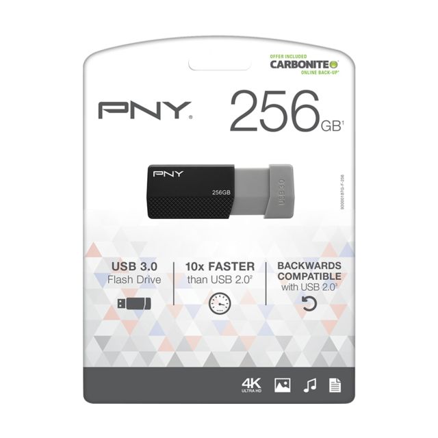 PNY USB 3.0 Flash Drive, 256GB, Black (Min Order Qty 2) MPN:P-FD256ELEDGE-GE