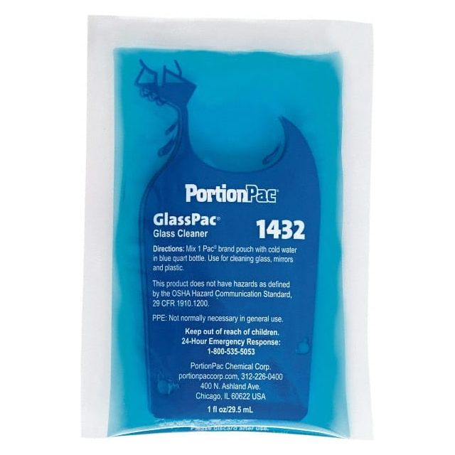 Glass Cleaners, Container Type: Bag , Container Size: 1 oz , Scent: Neutral , Concentrated: Yes  MPN:1432