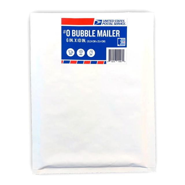 United States Postal Service #0 Bubble Mailers, 6in x 10in, White/Red/Blue, Pack Of 60 Mailers MPN:CSODUSPS4176574V