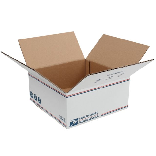 United States Post Office Shipping Box, 12in x 12in x 5-1/2in, White (Min Order AAODUSPS12X12X5.5