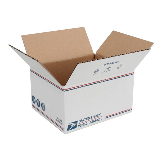 United States Post Office Shipping Boxes, 11in x 9in x 6in, White/Blue/Red, Pack Of 20 Boxes (Min Order Qty 2) MPN:AAODUSPS4234981V