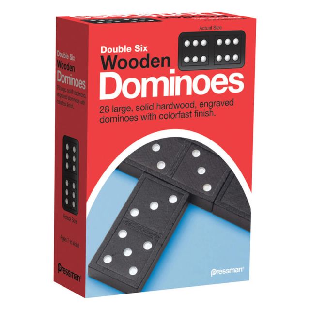 Pressman Toys Double Six Wooden Dominoes Game, Ages 7-18 (Min Order Qty 9) MPN:PRE152112